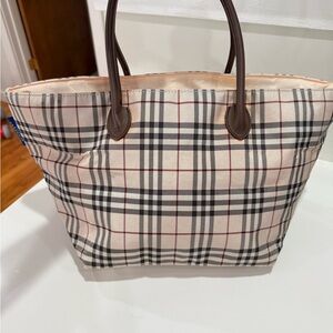Burberry Beige and Brown Check Tote